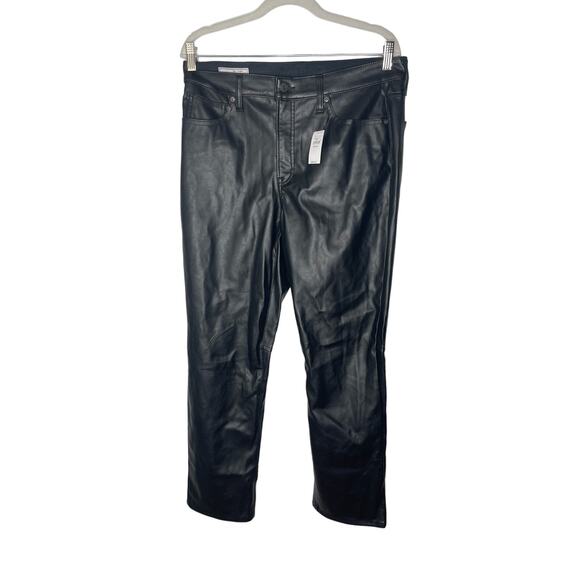 GAP Pants - New Gap Faux Leather Pants Women's 32/14R Vintage Slim High Rise Black